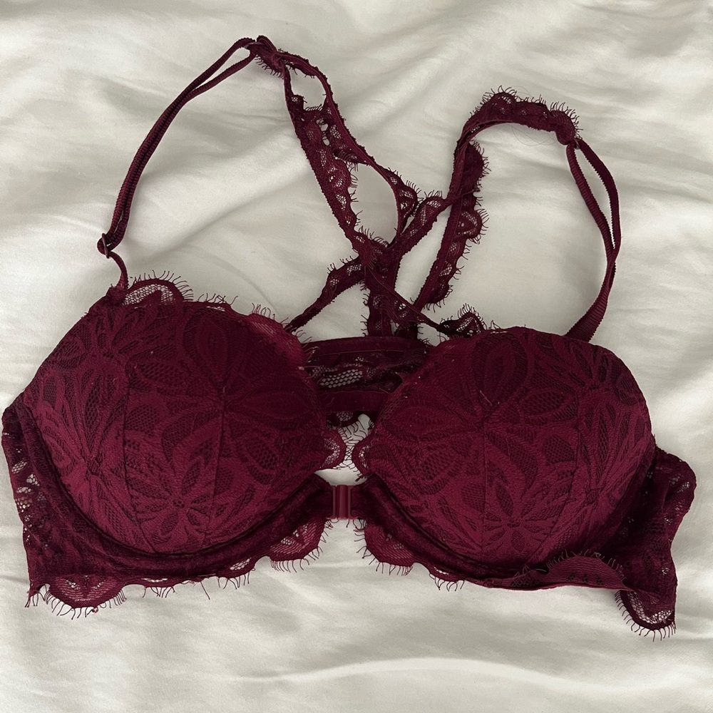 PINK Victoria's Secret Lace Bra in Deep Burgundy